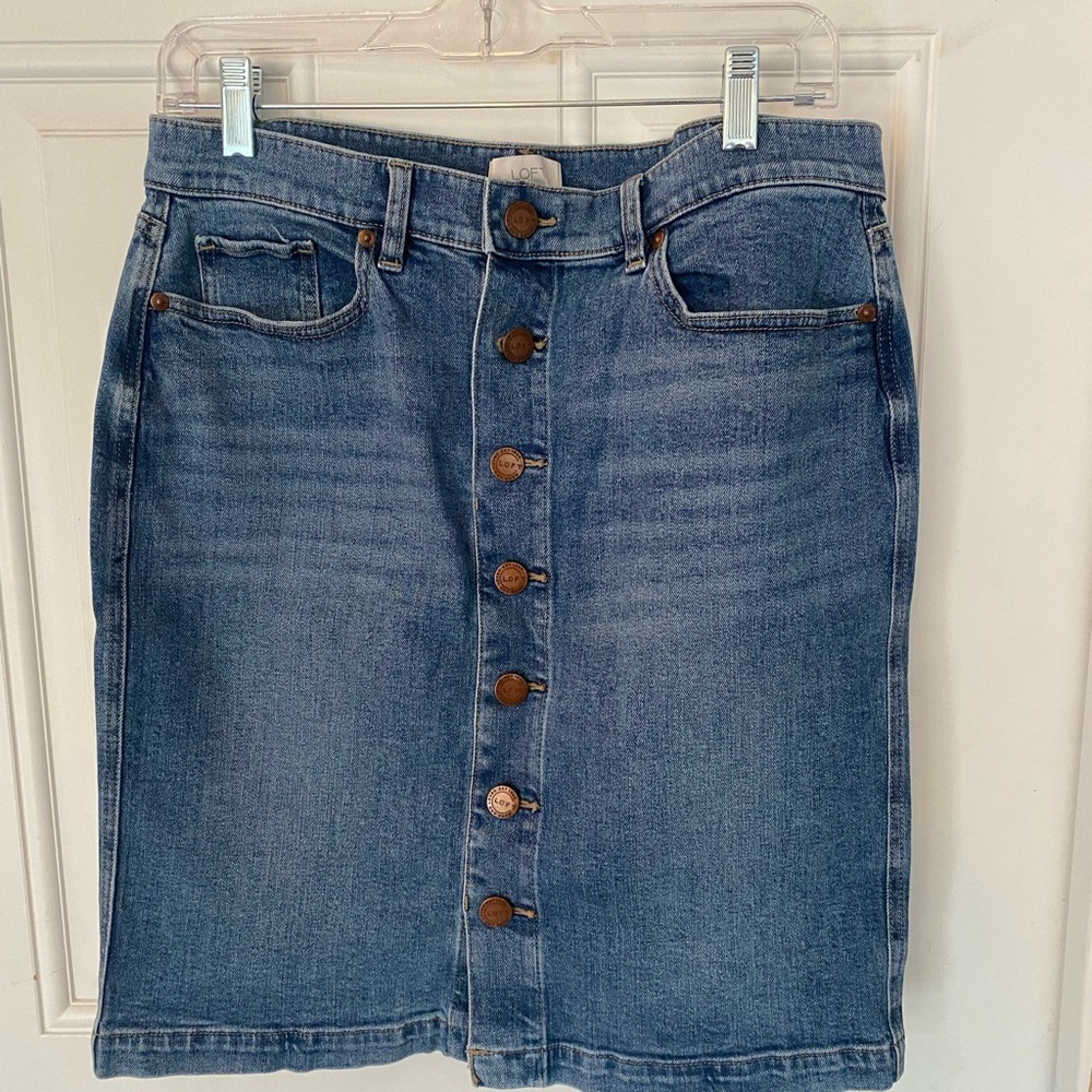 LOFT Denim Button-Front Skirt